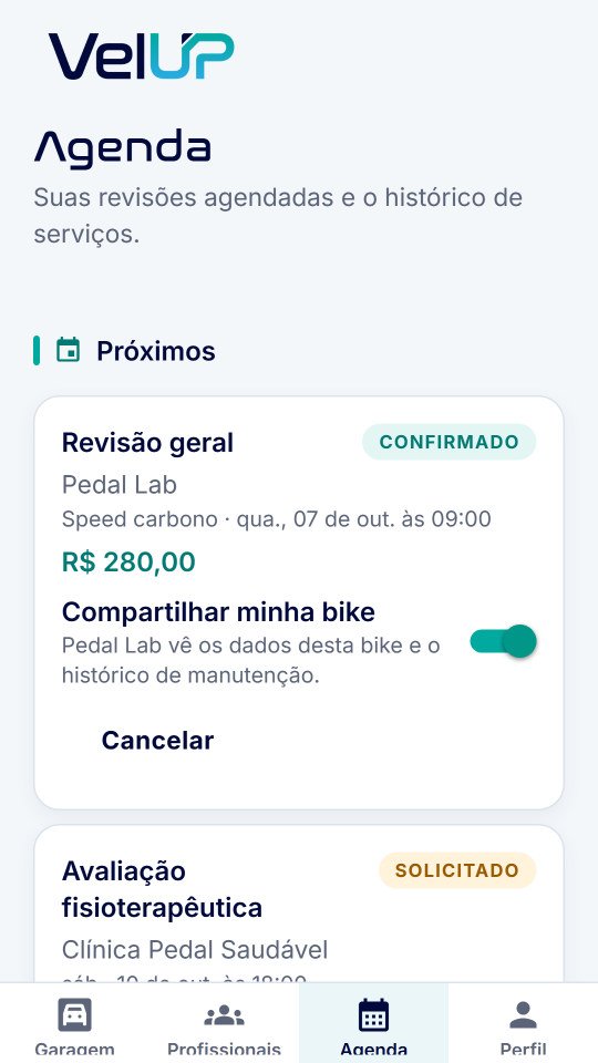Agenda do VelUP App com os próximos serviços